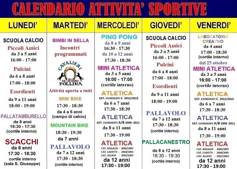 Murialdo-Polisportiva-Calendario